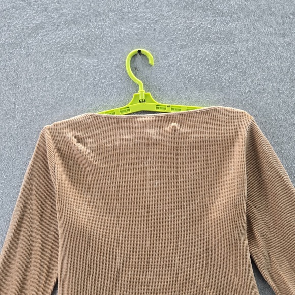 PINK Victoria's Secret Women Blouse L Brown Long Sleeve Knit Shirt V-Neck - Picture 9 of 11